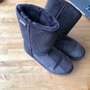 Bearpaw Women's Suede Sheepskin Boots Brown Size 7
